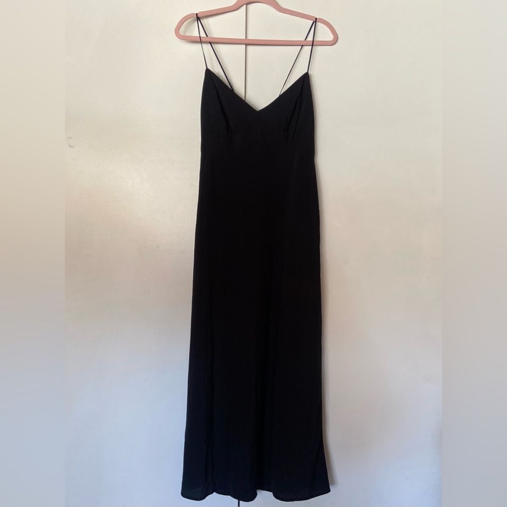 Madewell The Layton Midi Black Slip Midi Dress w/ Spaghetti Straps, Size 14 NWT - Picture 3 of 11